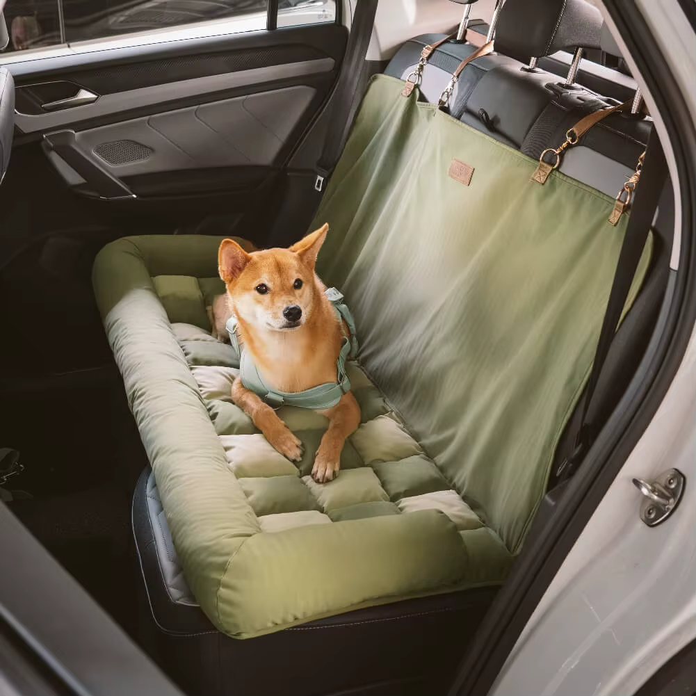 Reisepolster, Sicherheitsrücksitz, großes Hundeautositzbett – Schachbrett-Lounge