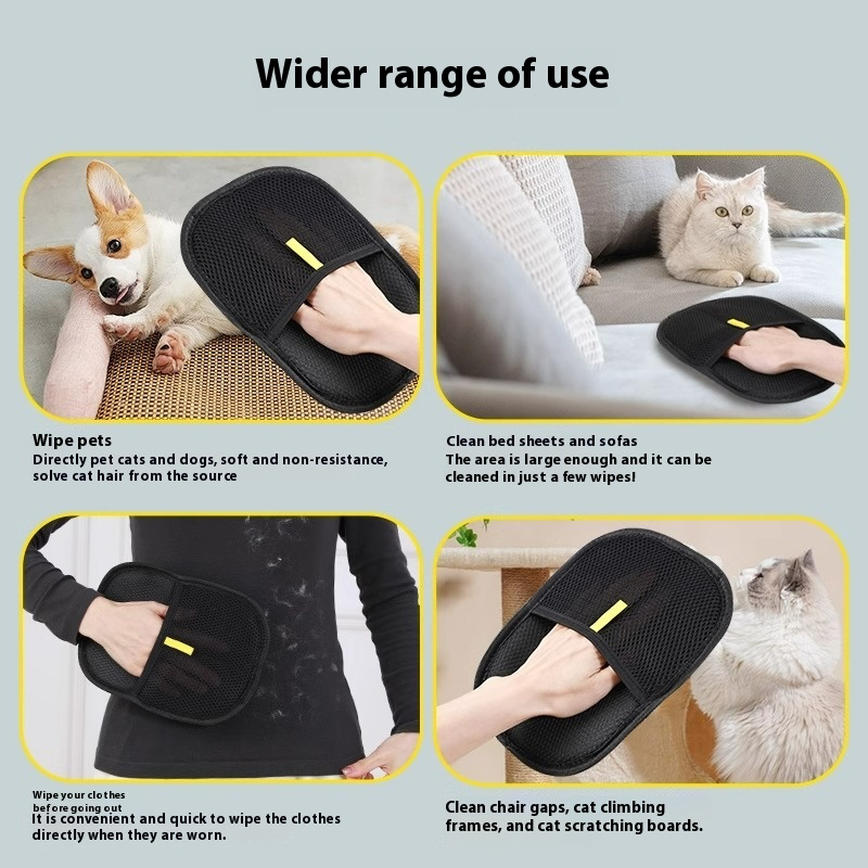 Pet Hair Removal Glove with Dual-Sided Electrostatic Bristles