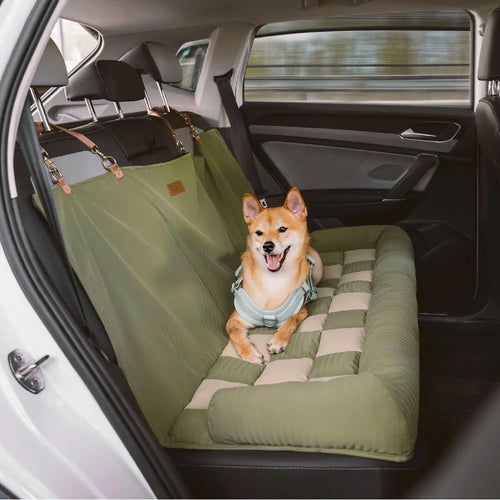 Reisepolster, Sicherheitsrücksitz, großes Hundeautositzbett – Schachbrett-Lounge