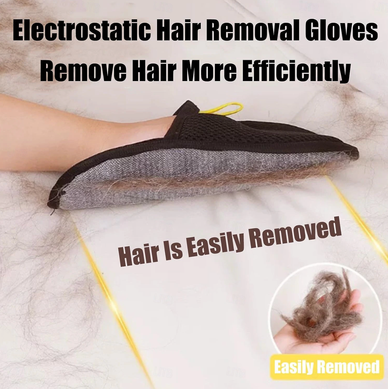 Pet Hair Removal Glove with Dual-Sided Electrostatic Bristles