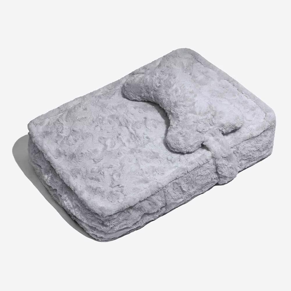 Wärmendes, flauschiges Hundebett in Knochenwolkenform, beruhigend