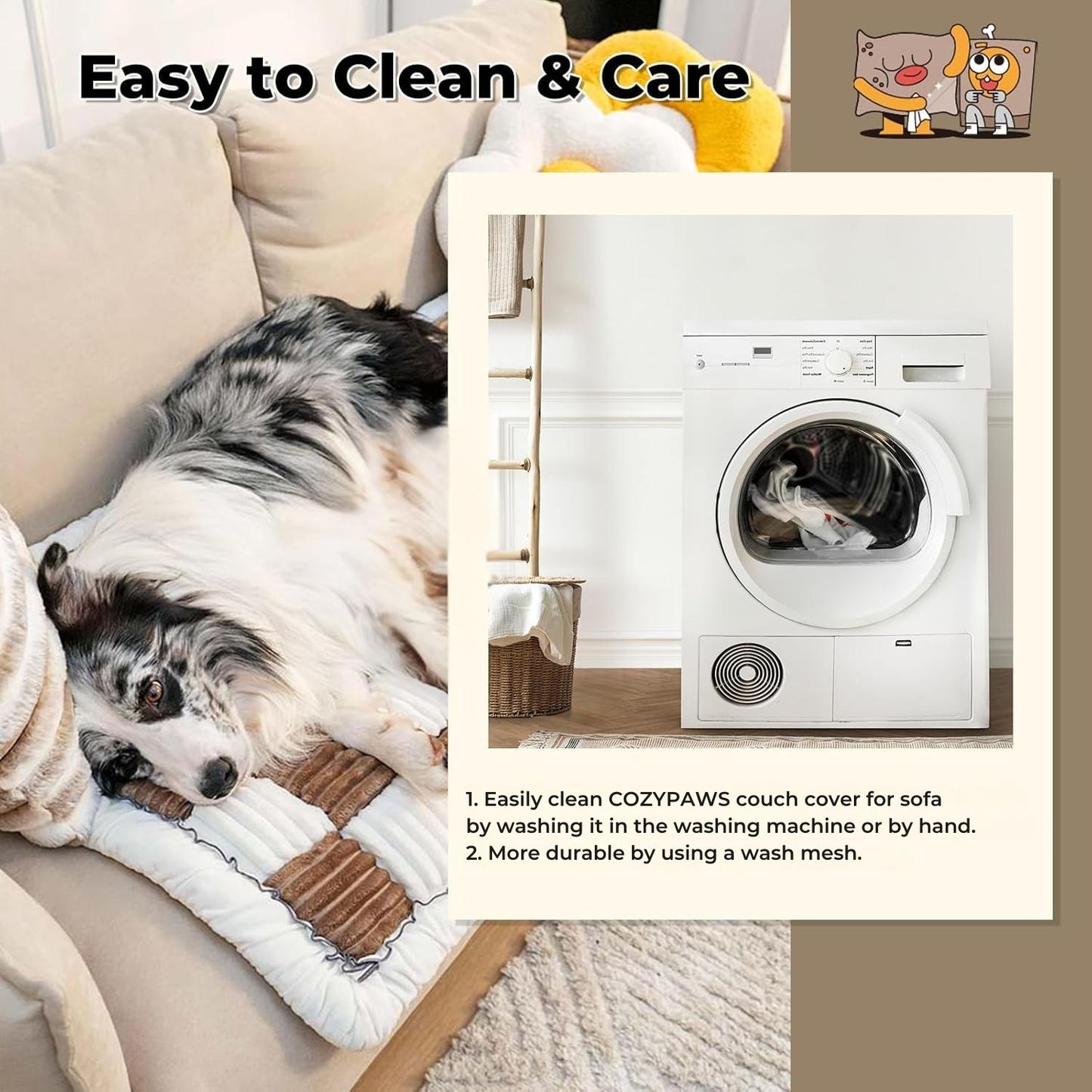 Cremefarbene große karierte quadratische Haustier-Hundematte, Bett- und Couchbezug