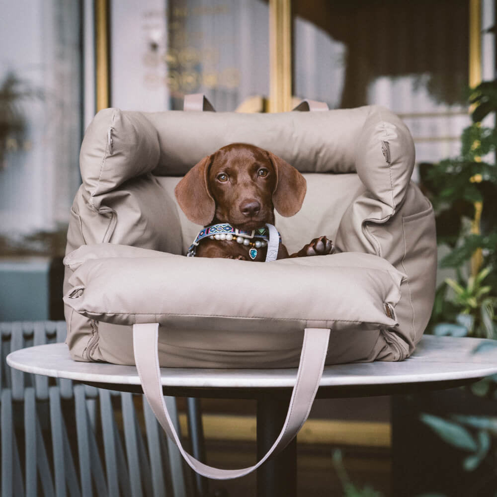 Deluxe Faux Leather Dog Car Seat Booster Bed - Urban Voyager