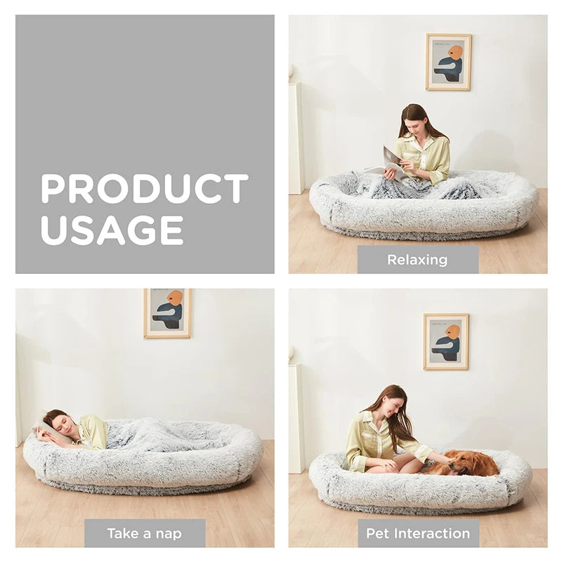 Luxury Super Large Sleep Deeper Oval Bed Human Dog Bed
