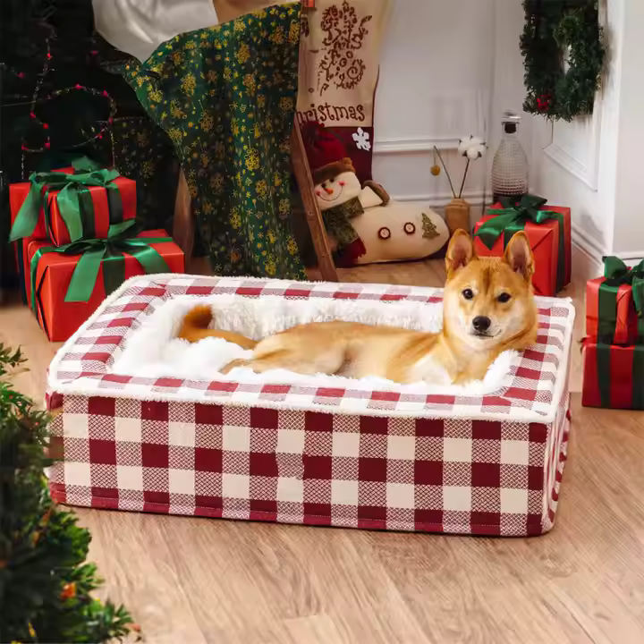 Tartan Calming Dog Bed – Cozy, Anti-Anxiety Comfort for Peaceful Sleep
