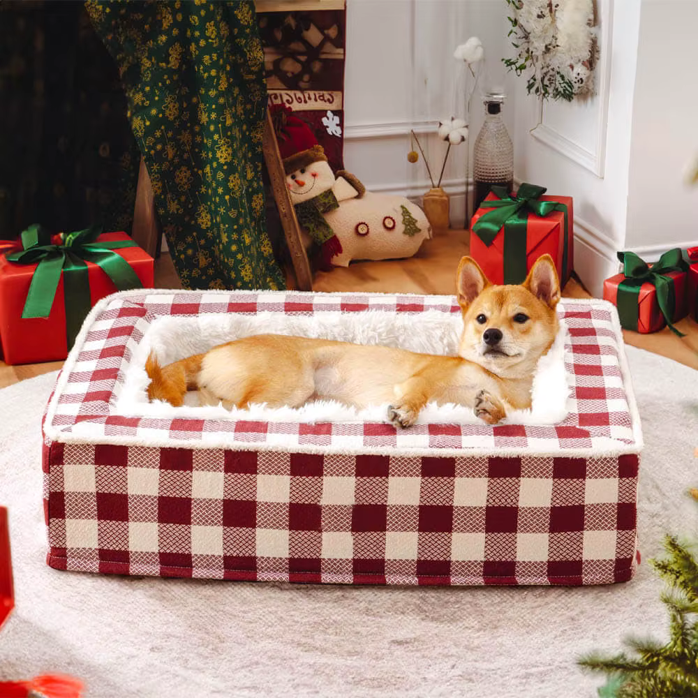 Tartan Calming Dog Bed – Cozy, Anti-Anxiety Comfort for Peaceful Sleep