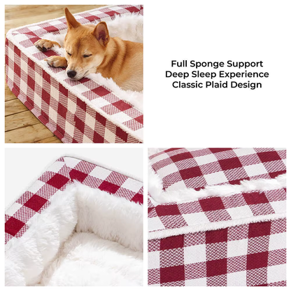 Tartan Calming Dog Bed – Cozy, Anti-Anxiety Comfort for Peaceful Sleep