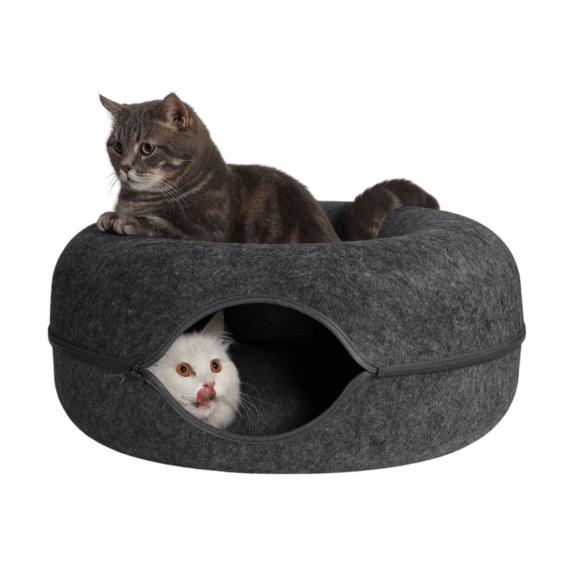 CozyPaws Cat Cave – Dual Bed & Tunnel Hideout for Play and Rest