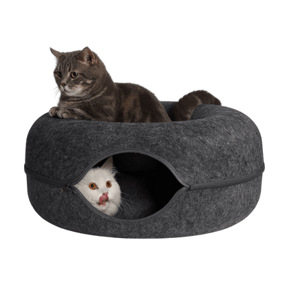 CozyPaws Cat Cave – Dual Bed & Tunnel Hideout for Play and Rest
