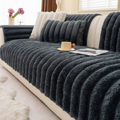 Plush Faux Camel Fleece Non-Slip Sofa Cover