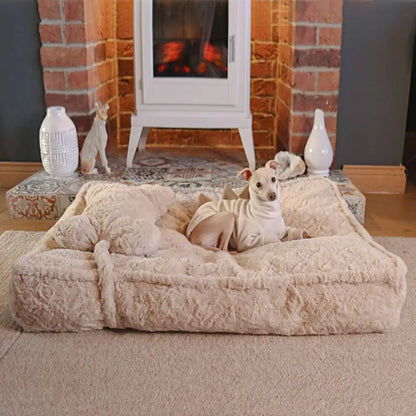 Wärmendes, flauschiges Hundebett in Knochenwolkenform, beruhigend