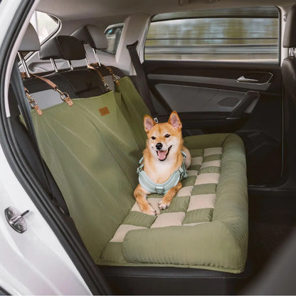 Reisepolster, Sicherheitsrücksitz, großes Hundeautositzbett – Schachbrett-Lounge