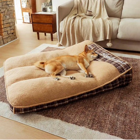 Extra großes, waschbares, flauschiges, rechteckiges Teddy-Hundebett – Night-night 