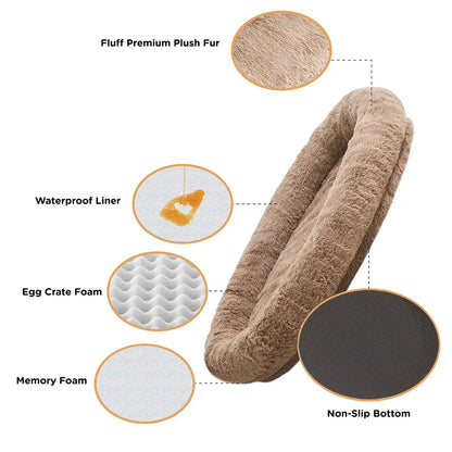 Luxury Super Large Sleep Deeper Oval Bed Human Dog Bed