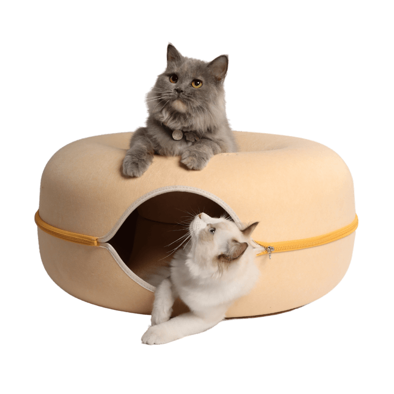 CozyPaws Cat Cave – Dual Bed & Tunnel Hideout for Play and Rest