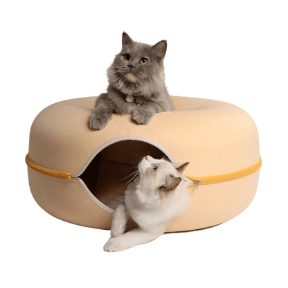 CozyPaws Cat Cave – Dual Bed & Tunnel Hideout for Play and Rest