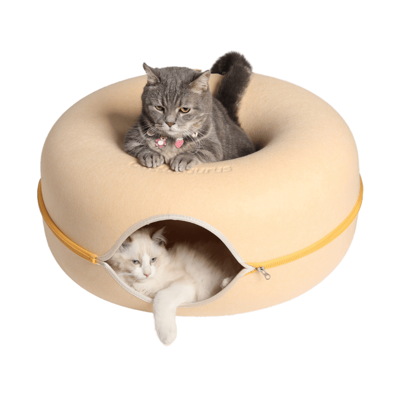 CozyPaws Cat Cave – Dual Bed & Tunnel Hideout for Play and Rest