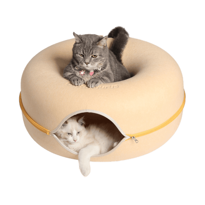 CozyPaws Cat Cave – Dual Bed & Tunnel Hideout for Play and Rest