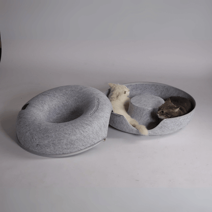 CozyPaws Cat Cave – Dual Bed & Tunnel Hideout for Play and Rest