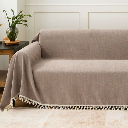 Pet Friendly Herringbone Tassel Luxe Sofa/Couch Cover