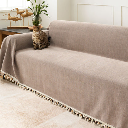 Pet Friendly Herringbone Tassel Luxe Sofa/Couch Cover