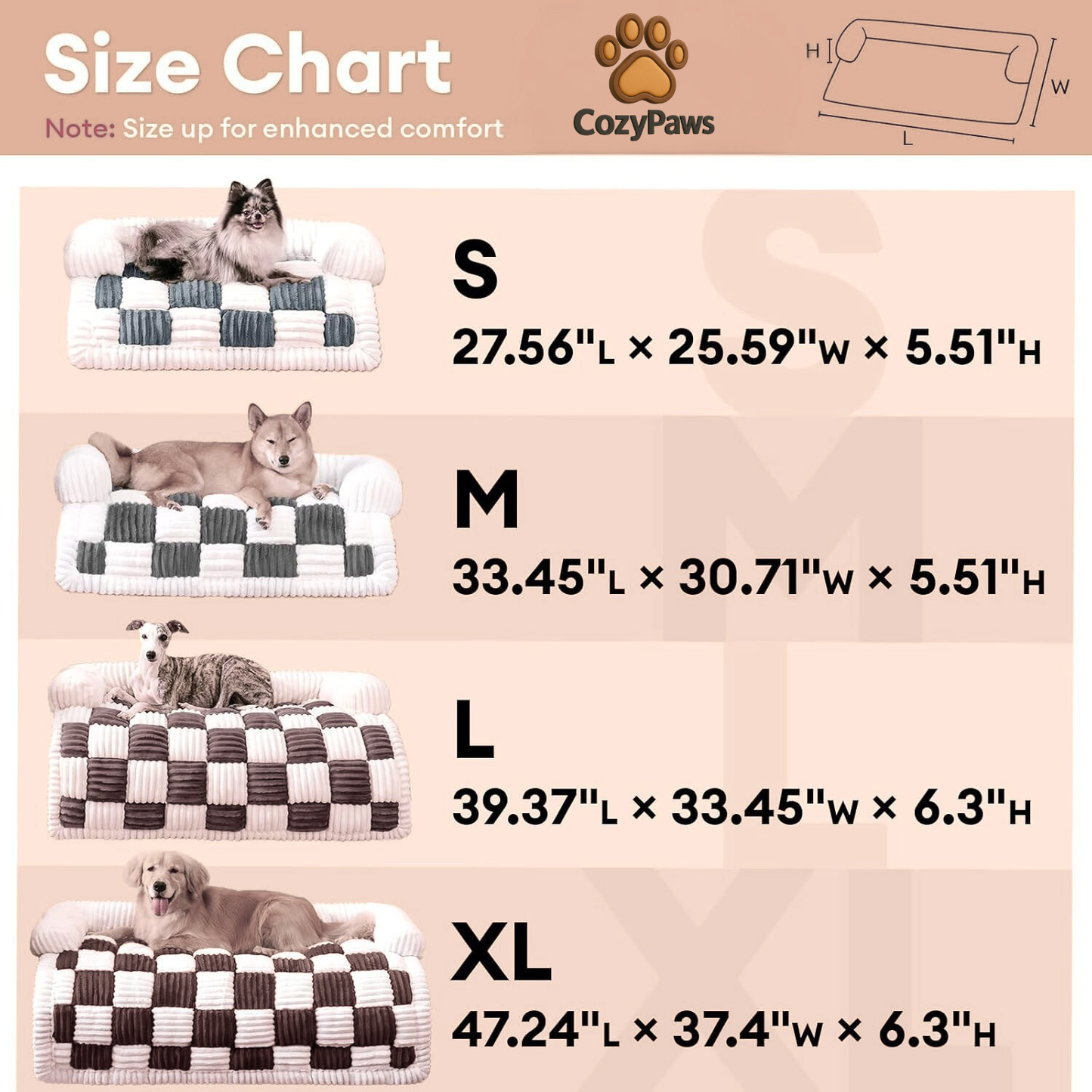 Cremefarbener quadratischer karierter gemütlicher Hundematten-Möbelschutzbezug