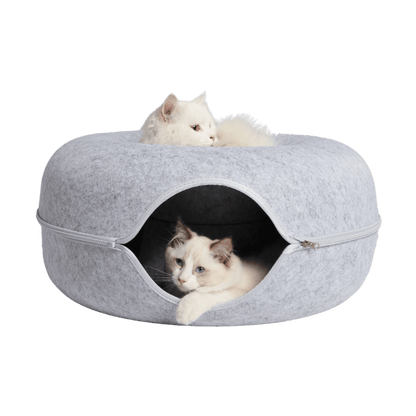 CozyPaws Cat Cave – Dual Bed & Tunnel Hideout for Play and Rest