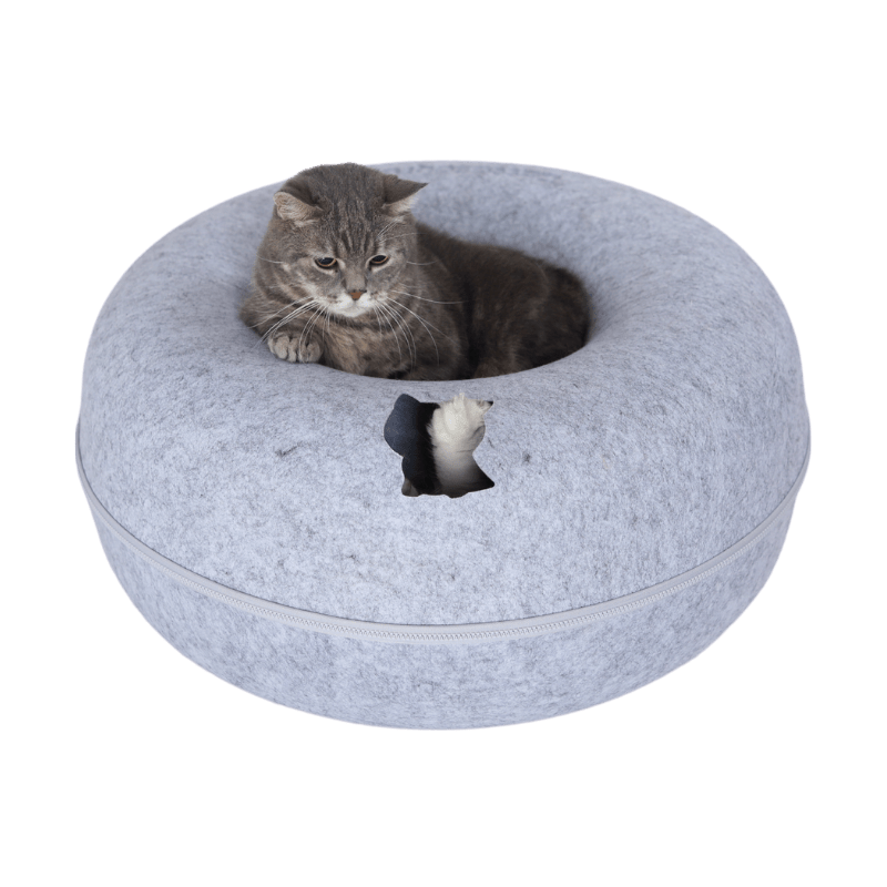 CozyPaws Cat Cave – Dual Bed & Tunnel Hideout for Play and Rest