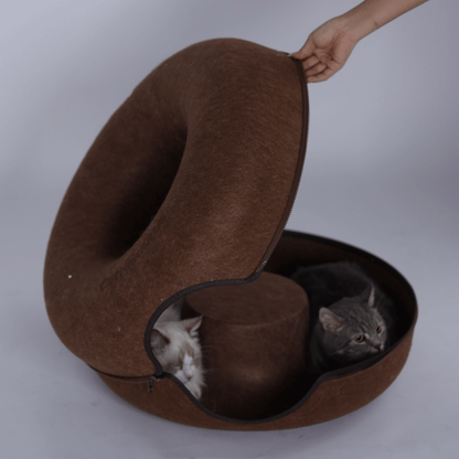 CozyPaws Cat Cave – Dual Bed & Tunnel Hideout for Play and Rest