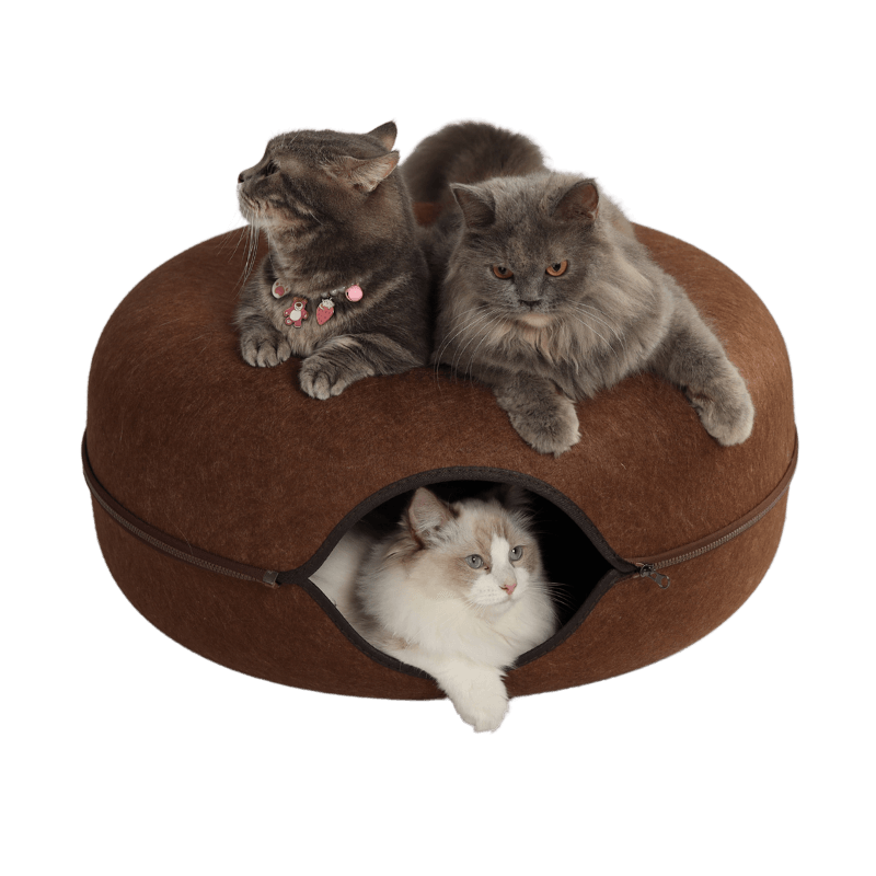 CozyPaws Cat Cave – Dual Bed & Tunnel Hideout for Play and Rest