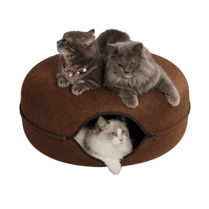 CozyPaws Cat Cave – Dual Bed & Tunnel Hideout for Play and Rest