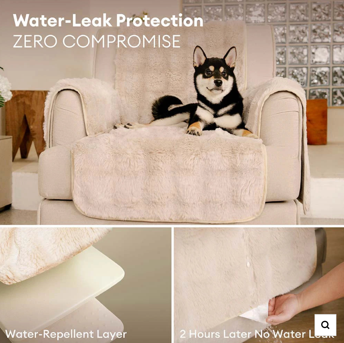 Water-resistant Fluffy Soft Furniture Protector Couch Cover-EverDry