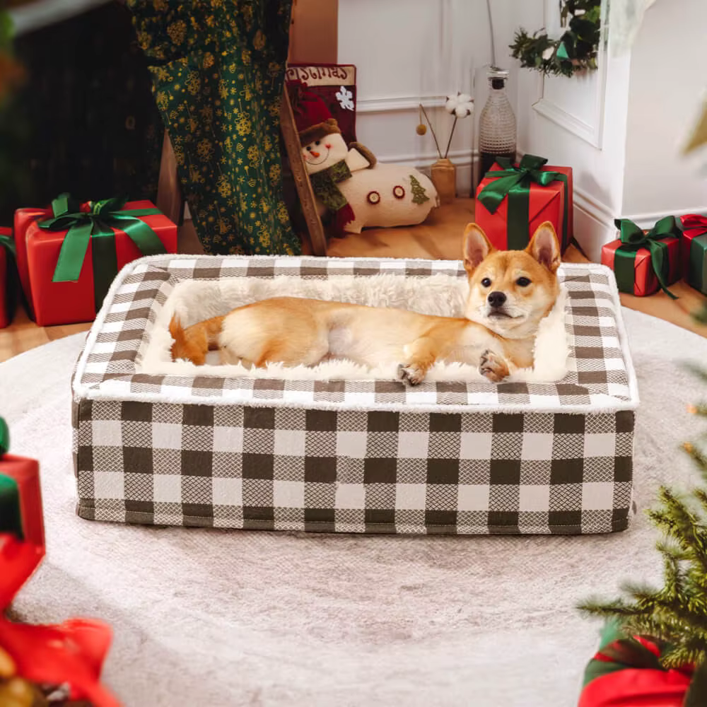 Tartan Calming Dog Bed – Cozy, Anti-Anxiety Comfort for Peaceful Sleep