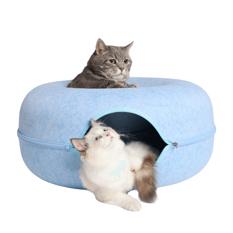 CozyPaws Cat Cave – Dual Bed & Tunnel Hideout for Play and Rest
