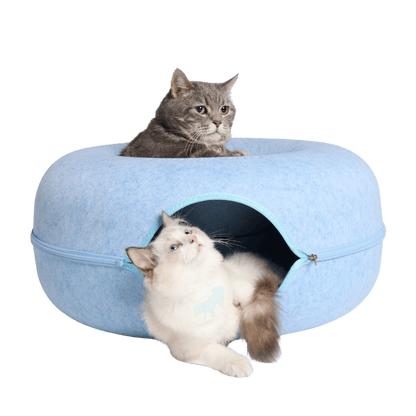 CozyPaws Cat Cave – Dual Bed & Tunnel Hideout for Play and Rest