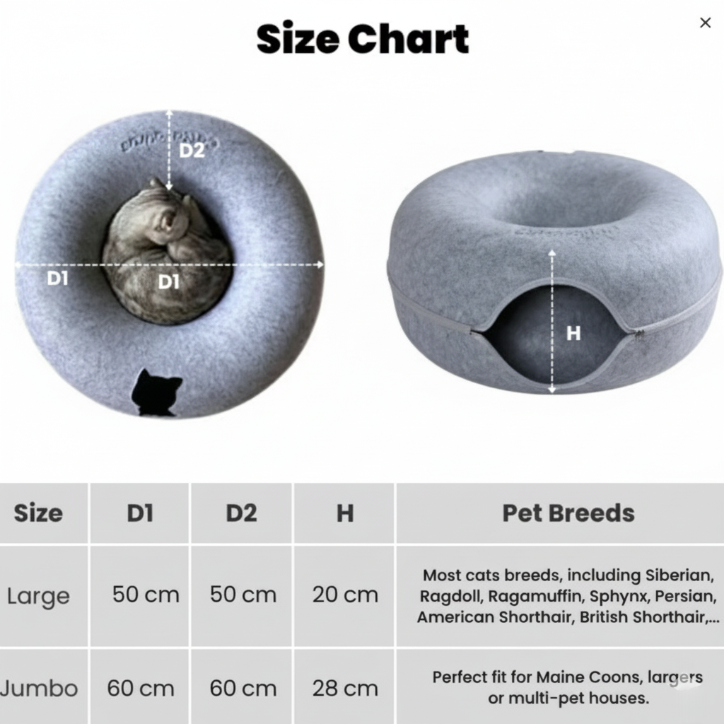 CozyPaws Cat Cave – Dual Bed & Tunnel Hideout for Play and Rest