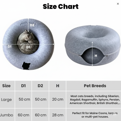 CozyPaws Cat Cave – Dual Bed & Tunnel Hideout for Play and Rest