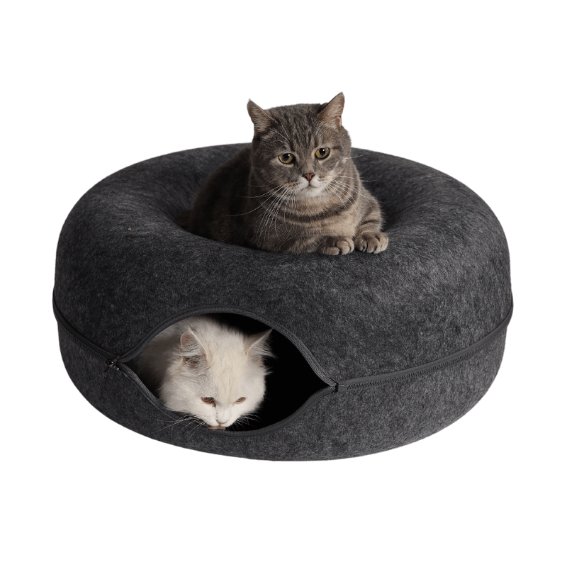 CozyPaws Cat Cave – Dual Bed & Tunnel Hideout for Play and Rest