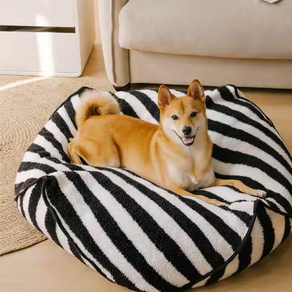 Trendy Striped Pattern Polygonal Calming Bean Bag Dog Bed